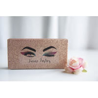 Wimper bewaardoos - Goudbruin glitter -15242